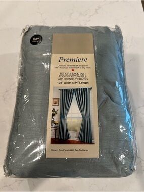 Premier Sage Green Curtain Panels with Tiebacks